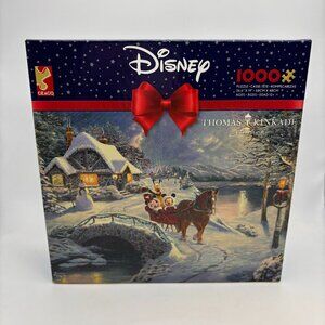 Disney Thomas Kinkade Studios Mickey & Minnie Mouse Sleigh Ride 100 Piece Puzzle